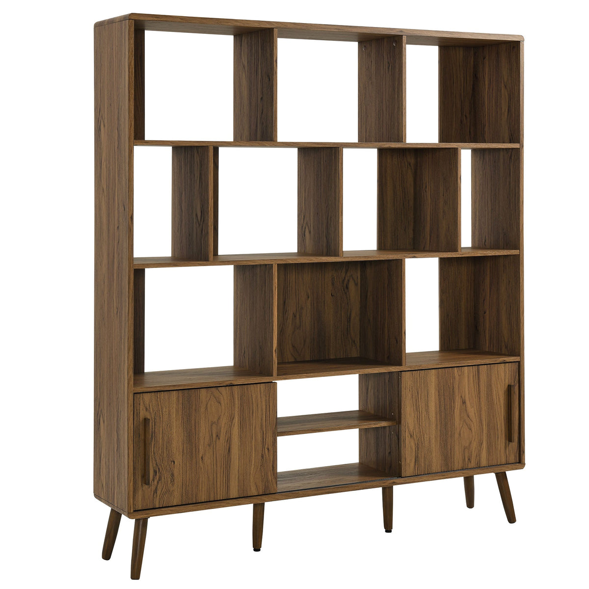 Transmit Walnut 59" Bookcase with Sliding Doors