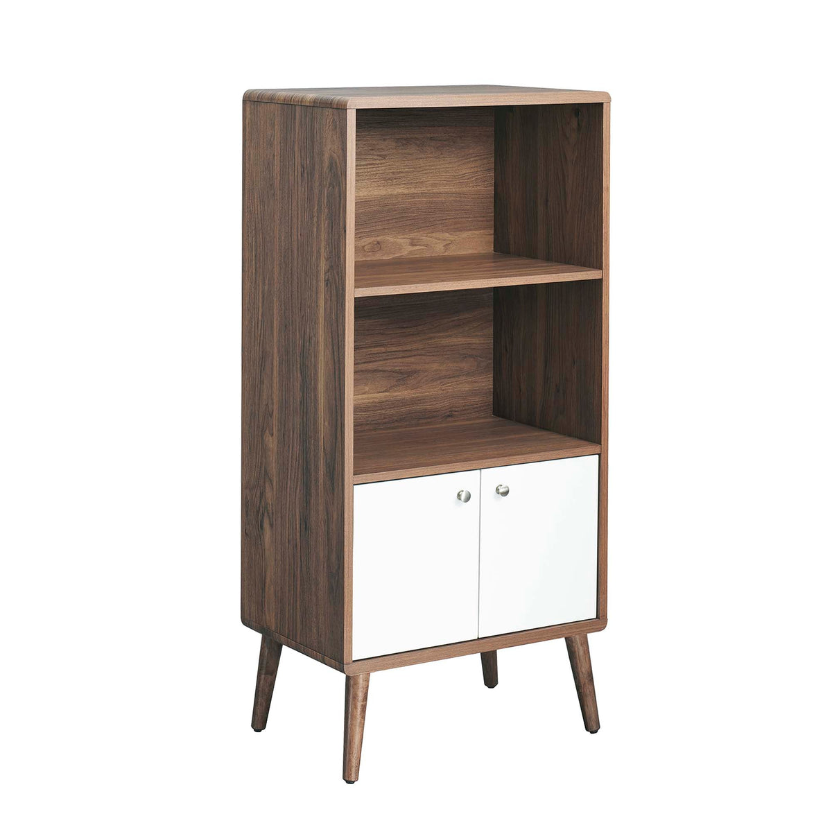 Transmit Walnut/White Display Cabinet Bookshelf - Ornate Home