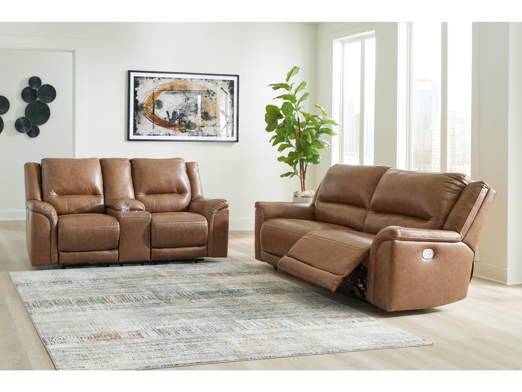 Trasimeno Caramel Power Reclining Sofa and Loveseat - Ornate Home