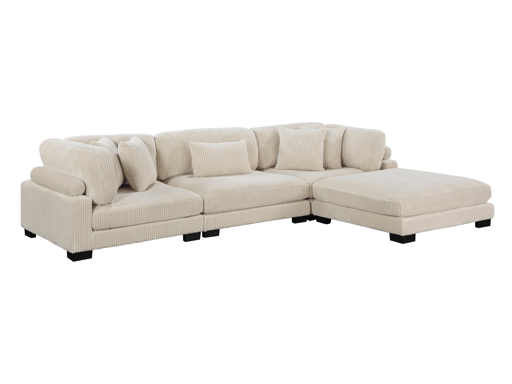 Traverse Beige 4-Piece Modular Sectional with Ottoman - Ornate Home