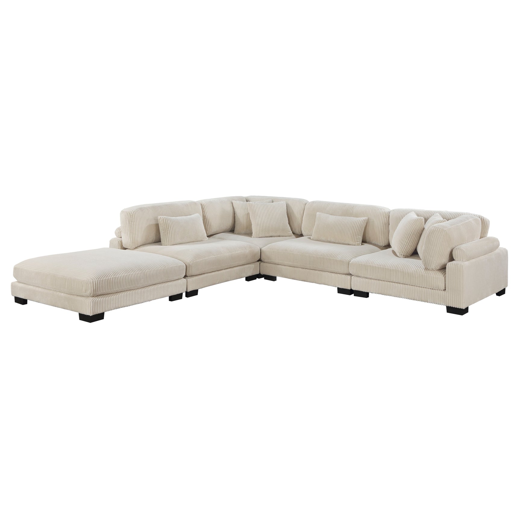 Traverse Beige 5-Piece Modular Sectional with Ottoman - Ornate Home