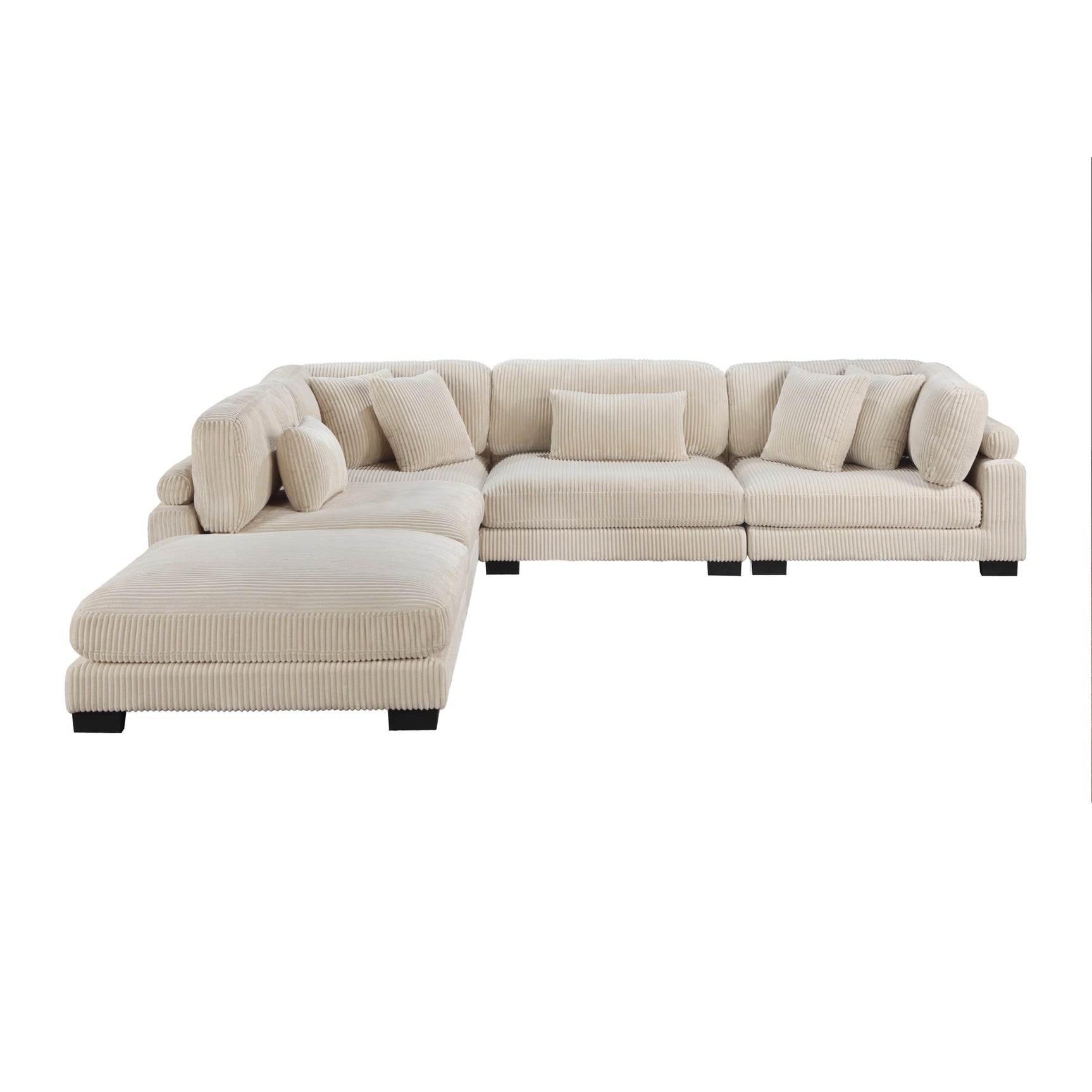 Traverse Beige 5-Piece Modular Sectional with Ottoman - Ornate Home