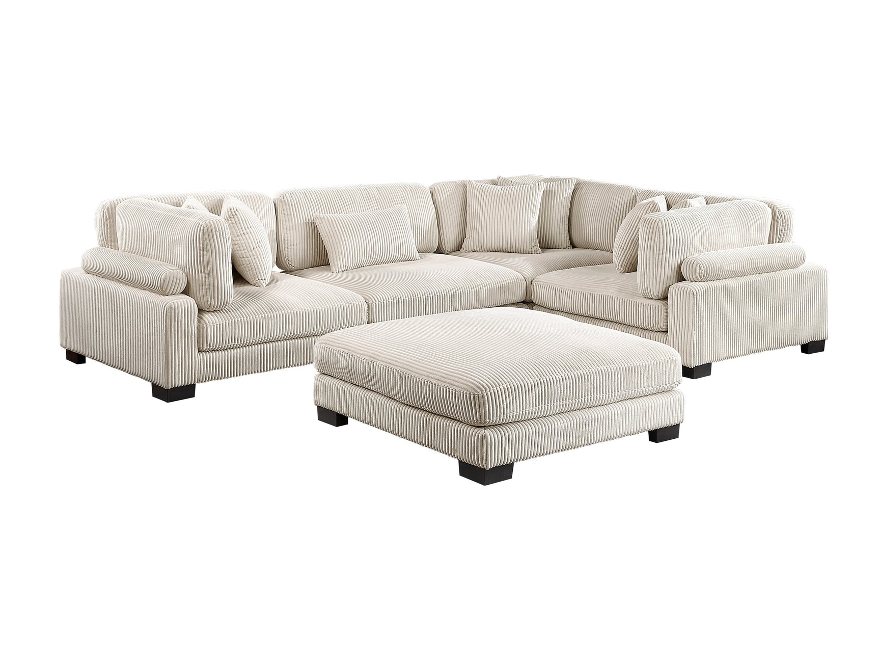 Traverse Beige 5-Piece Modular Sectional with Ottoman - Ornate Home