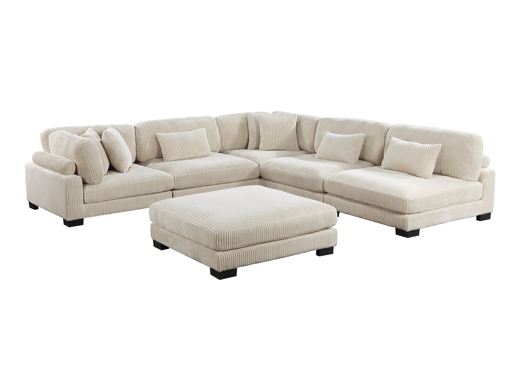 Traverse Beige 6-Piece Modular Sectional with Ottoman - Ornate Home