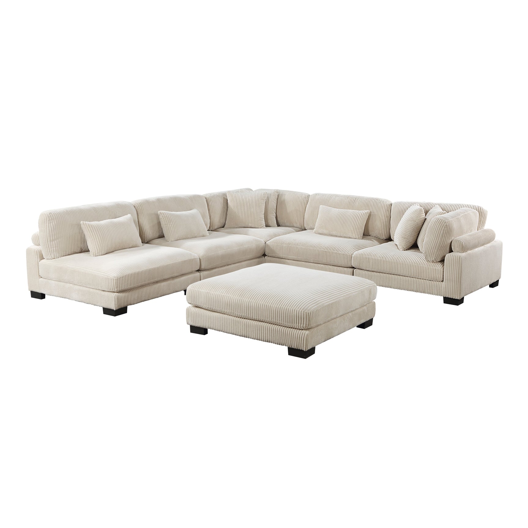 Traverse Beige 6-Piece Modular Sectional with Ottoman - Ornate Home