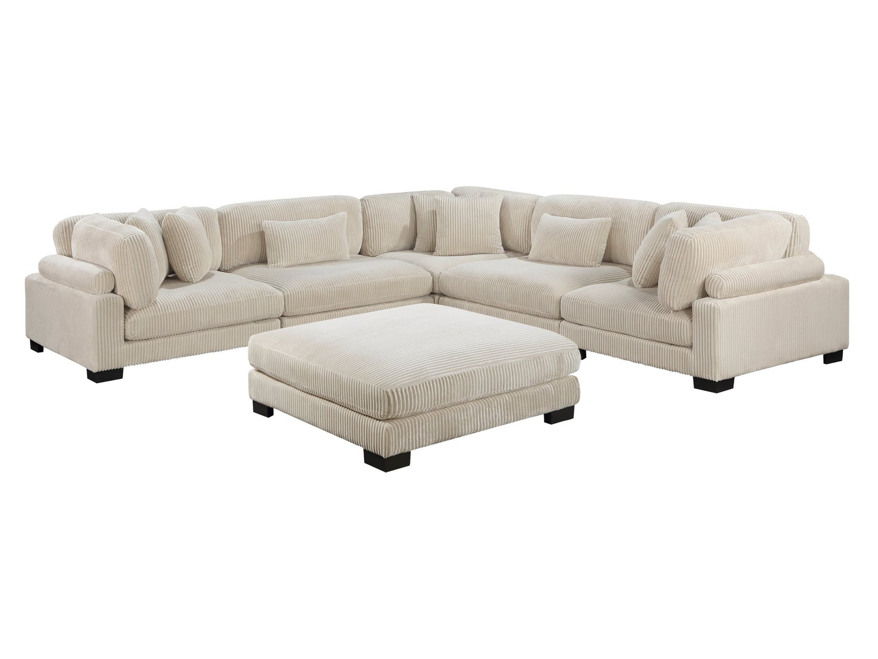 Traverse Beige 6-Piece Modular Sectional with Ottoman - Ornate Home