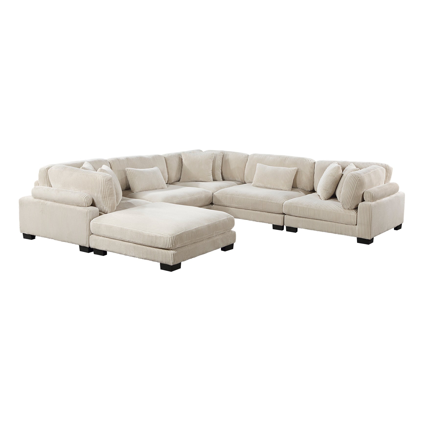 Traverse Beige 6-Piece Modular Sectional with Ottoman - Ornate Home