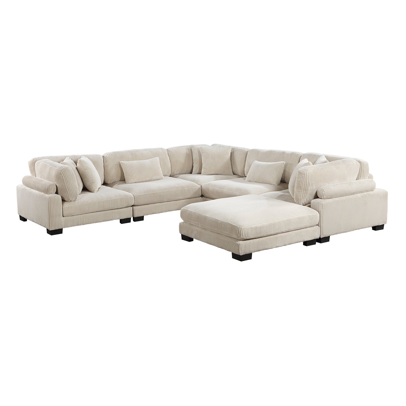 Traverse Beige 6-Piece Modular Sectional with Ottoman - Ornate Home