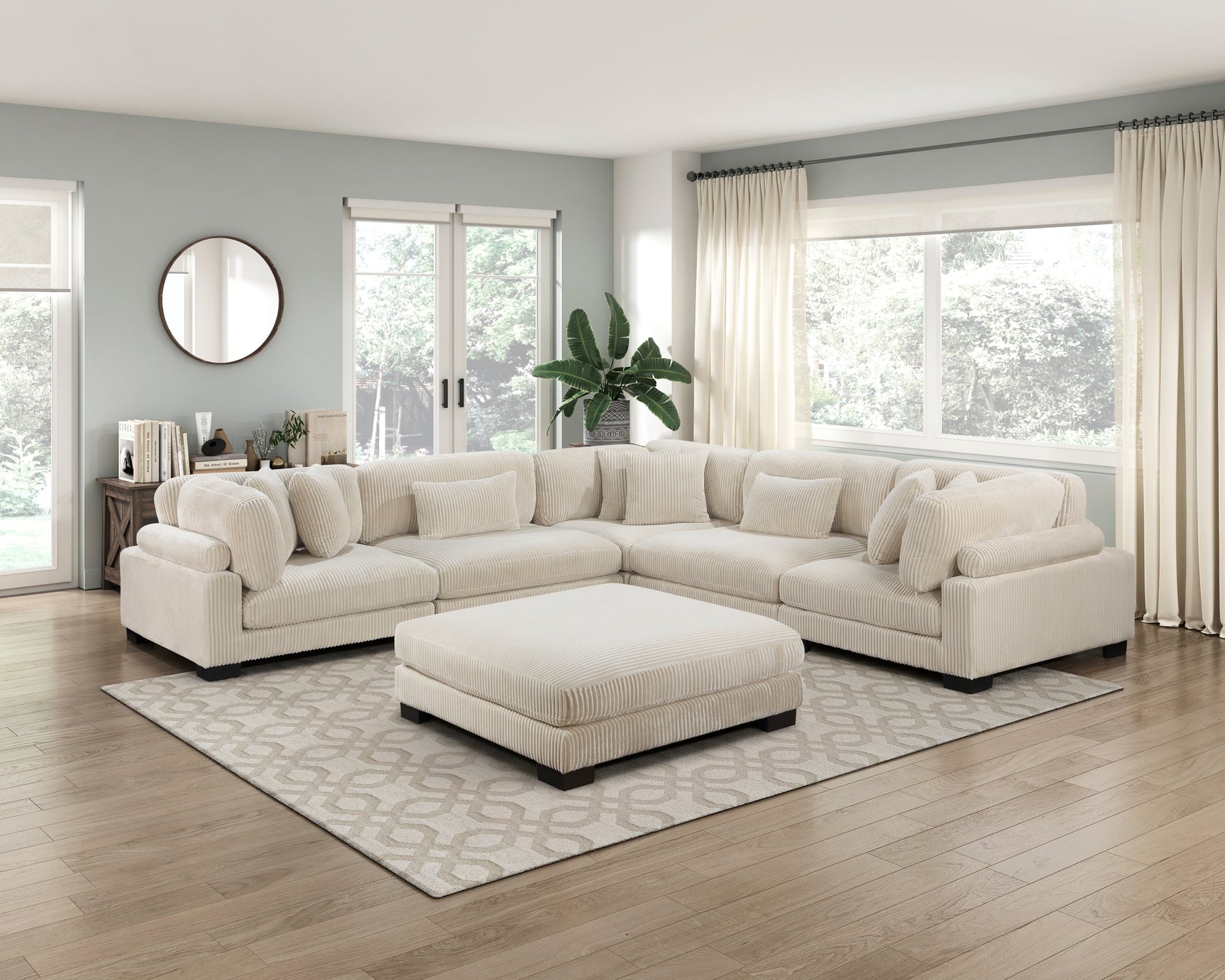 Traverse Beige 6-Piece Modular Sectional with Ottoman - Ornate Home