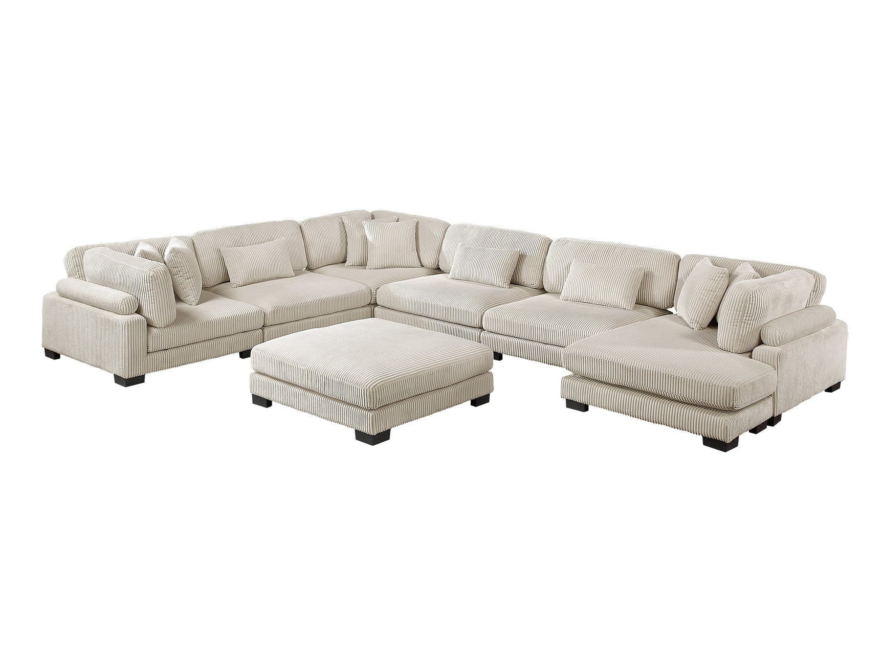Traverse Beige 7-Piece Modular Sectional with Reversible Chaise and Ottoman - Ornate Home
