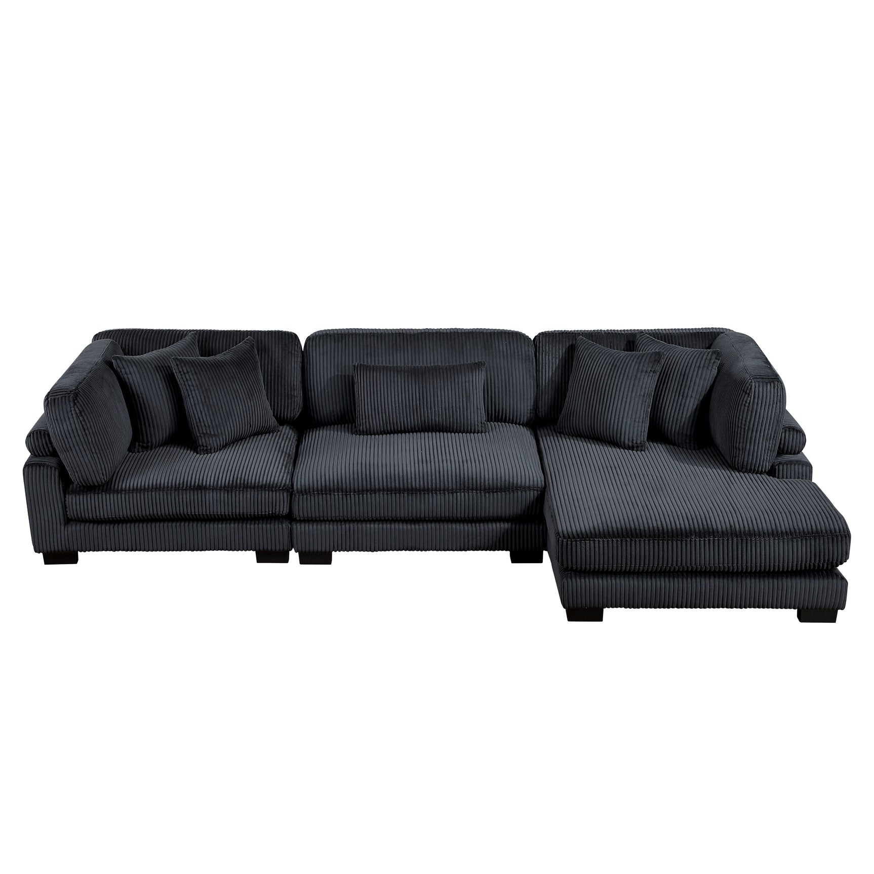 Traverse Black 3-Piece Modular Sectional with Reversible Chaise - Ornate Home