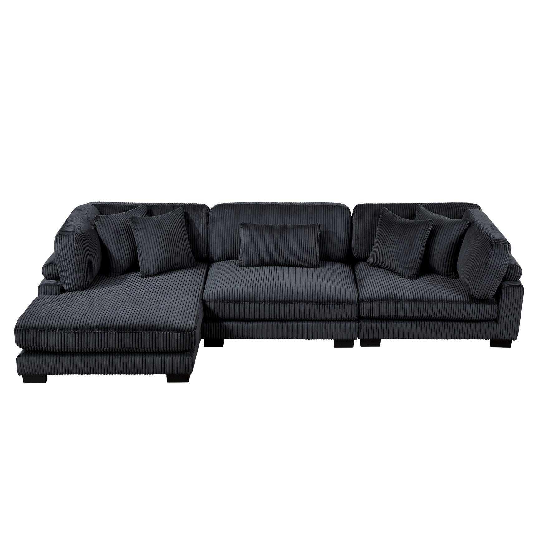 Traverse Black 3-Piece Modular Sectional with Reversible Chaise - Ornate Home