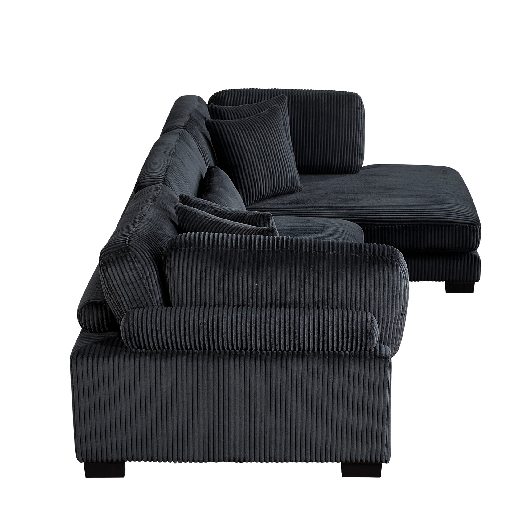 Traverse Black 3-Piece Modular Sectional with Reversible Chaise - Ornate Home