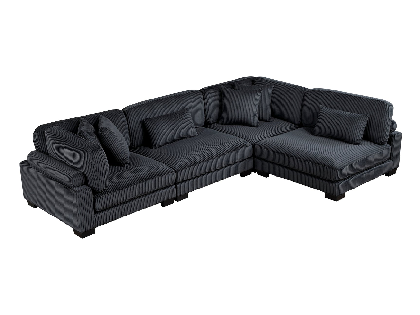 Traverse Black 4-Piece Modular Sectional - Ornate Home