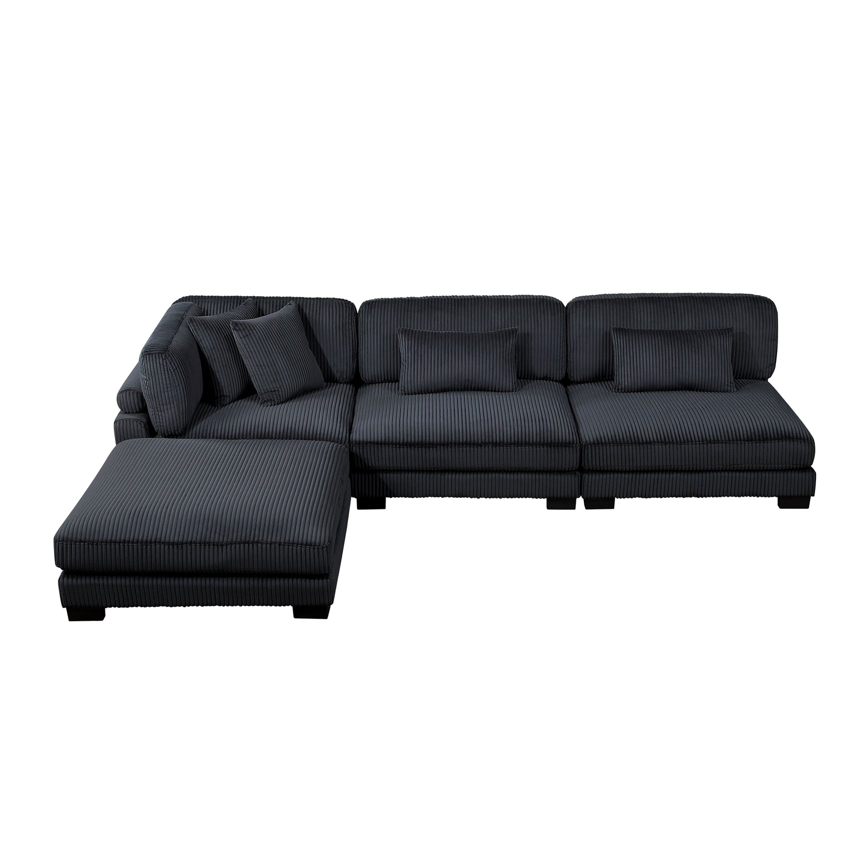 Traverse Black 4-Piece Modular Sectional with Ottoman - Ornate Home