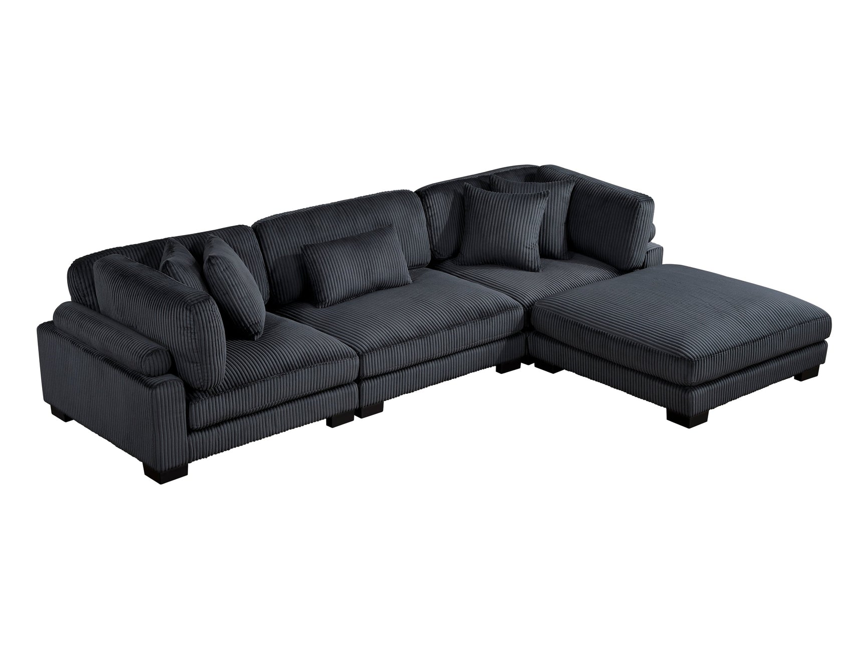 Traverse Black 4-Piece Modular Sectional with Ottoman - Ornate Home