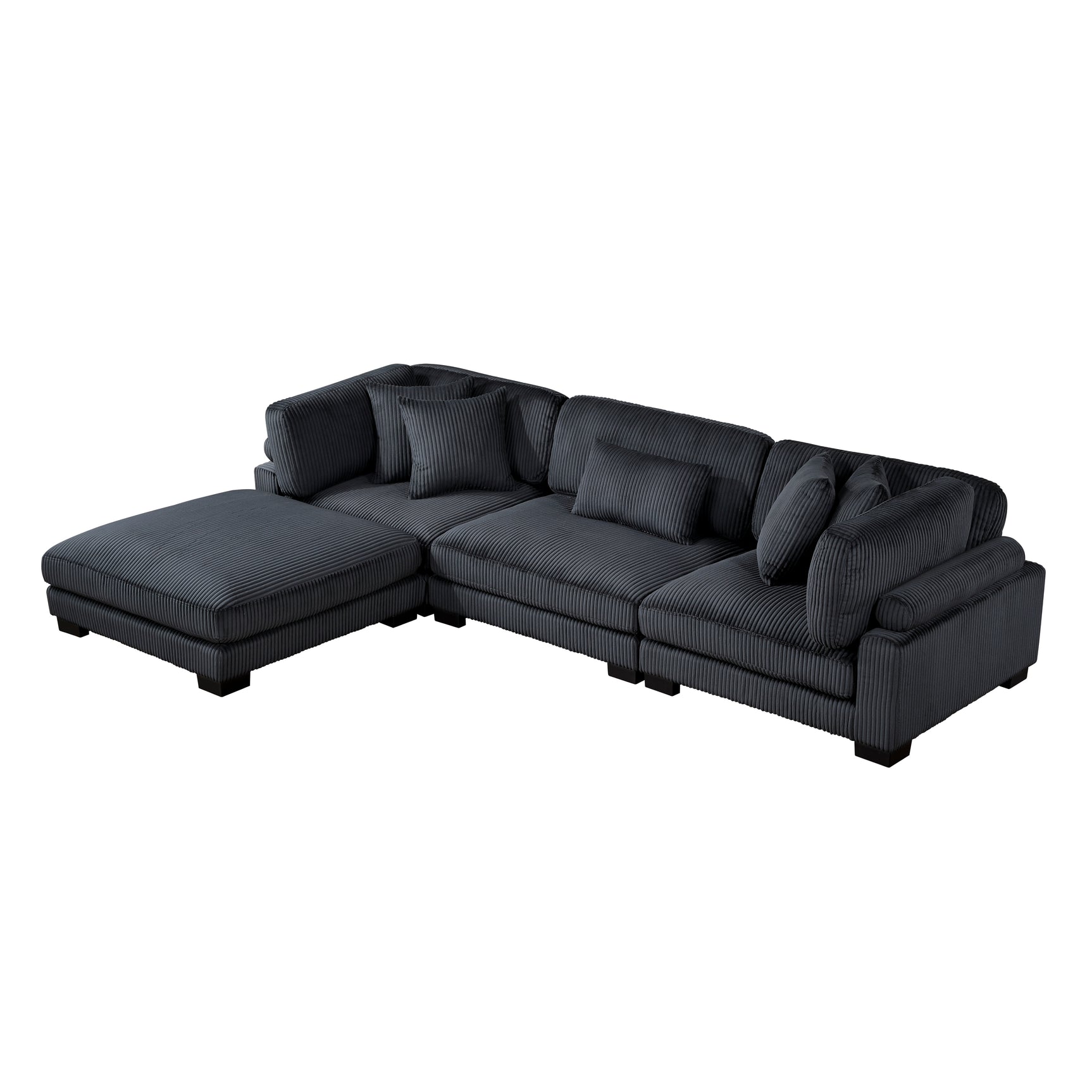 Traverse Black 4-Piece Modular Sectional with Ottoman - Ornate Home