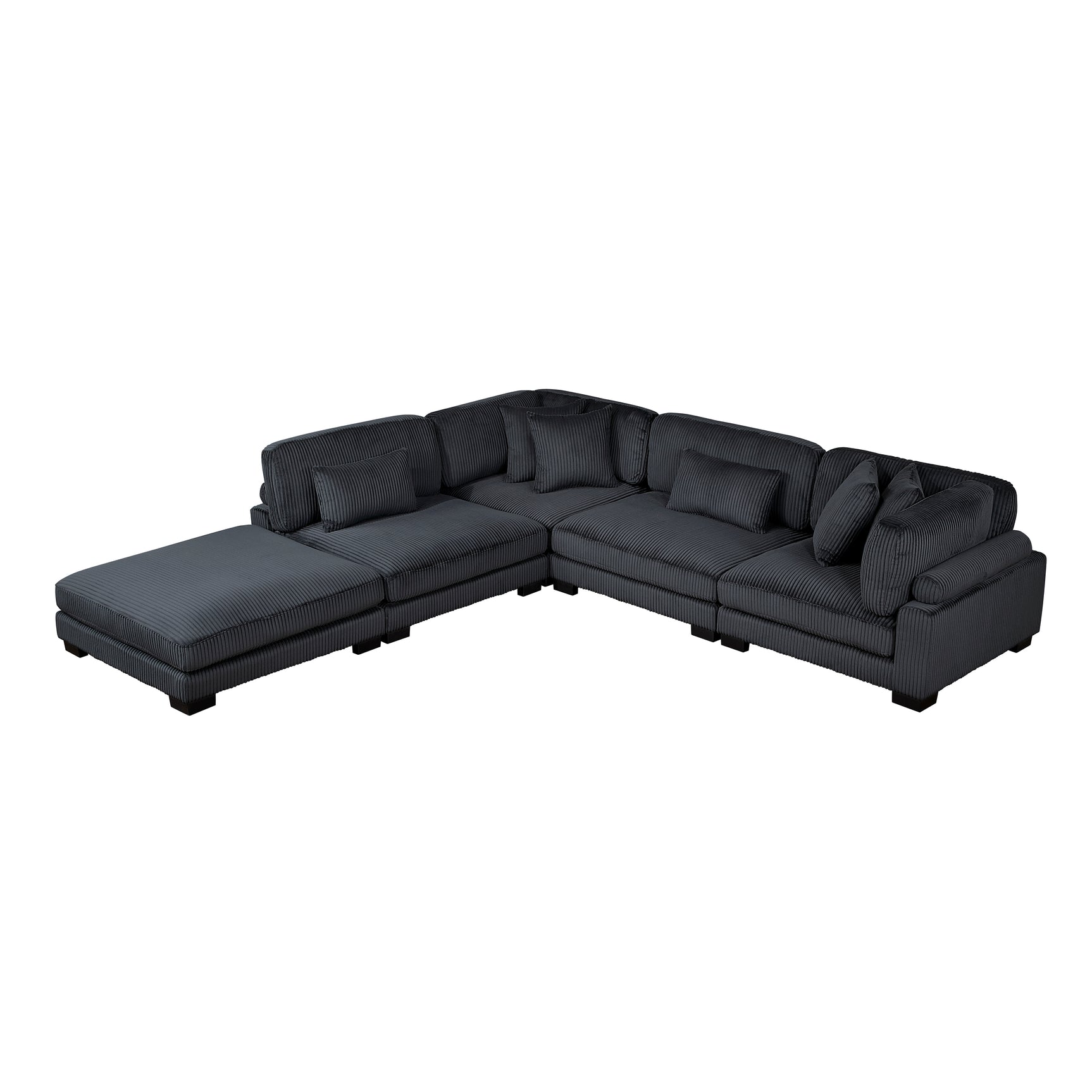 Traverse Black 5-Piece Modular Sectional with Ottoman - Ornate Home