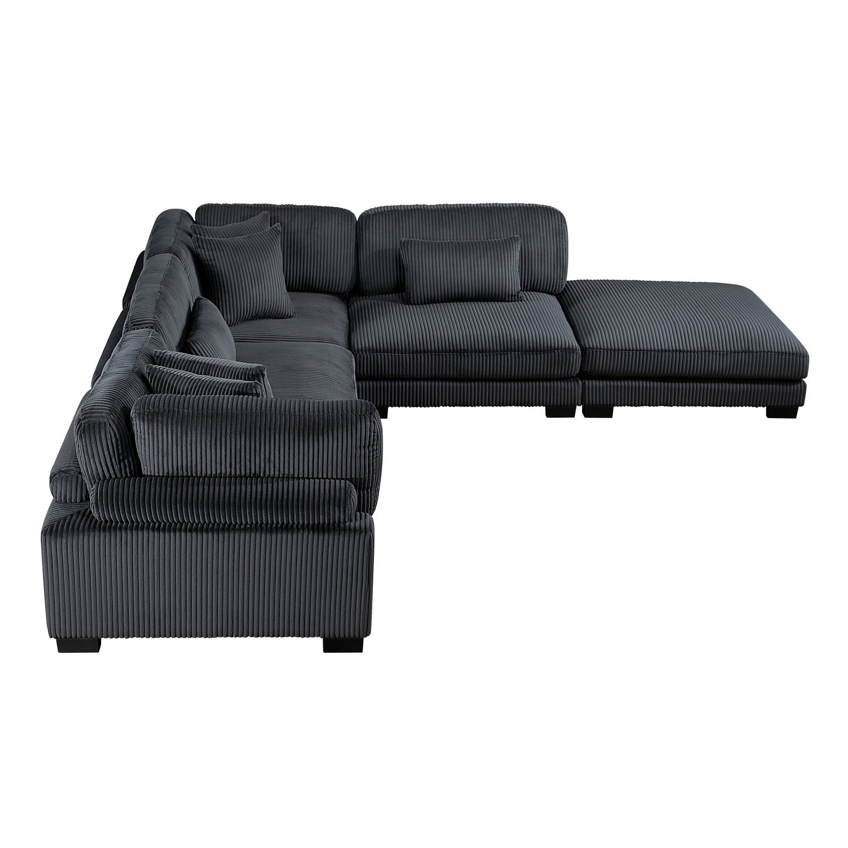 Traverse Black 5-Piece Modular Sectional with Ottoman - Ornate Home