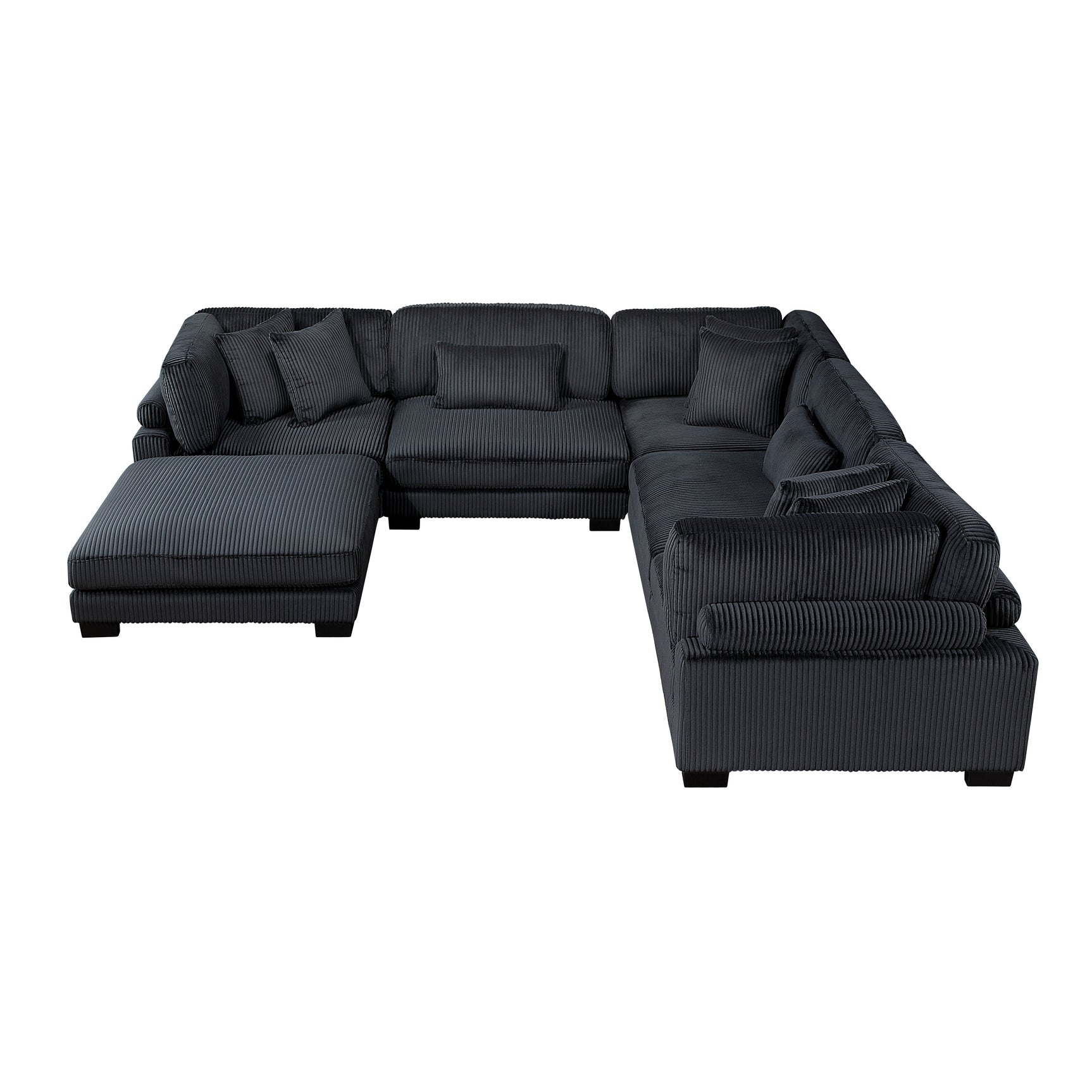 Traverse Black 6-Piece Modular Sectional with Ottoman - Ornate Home