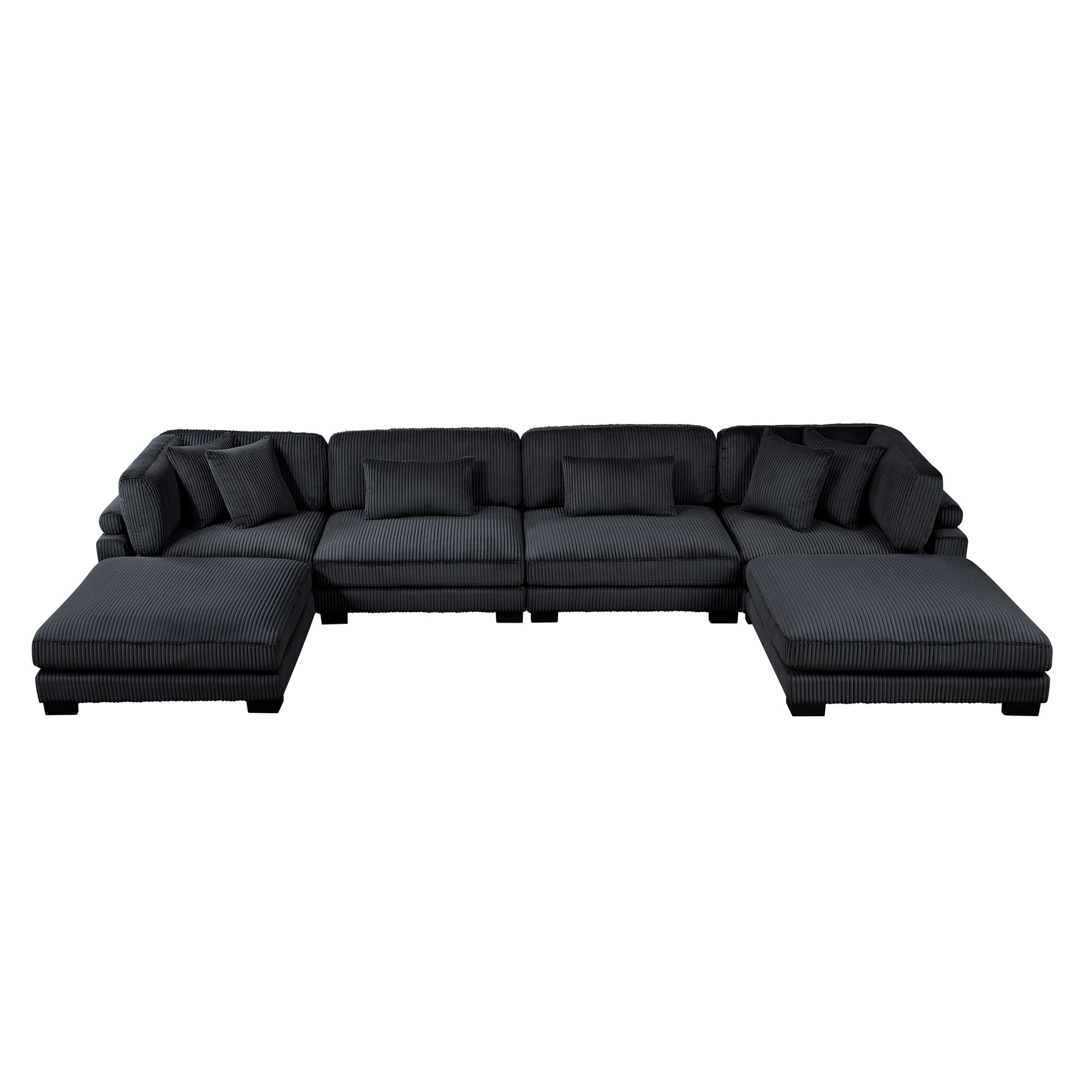 Traverse Black 6-Piece Modular Sectional with Ottomans - Ornate Home