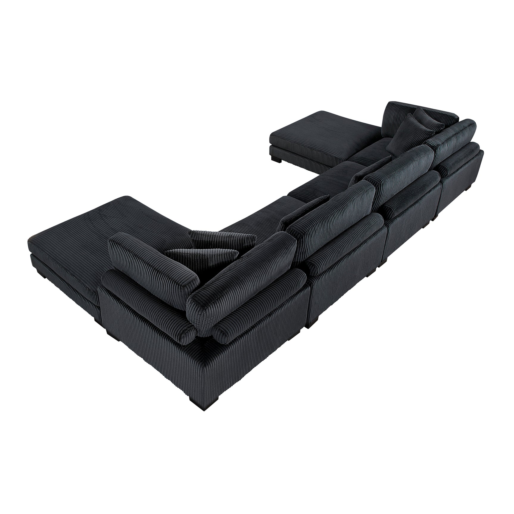 Traverse Black 6-Piece Modular Sectional with Ottomans - Ornate Home