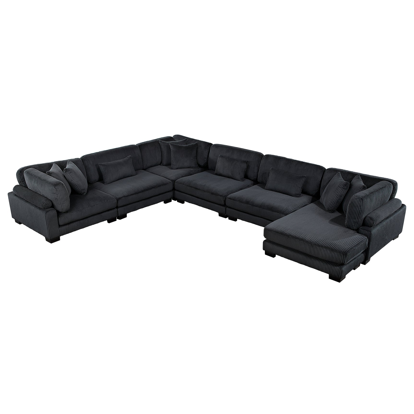 Traverse Black 6-Piece Modular Sectional with Reversible Chaise - Ornate Home