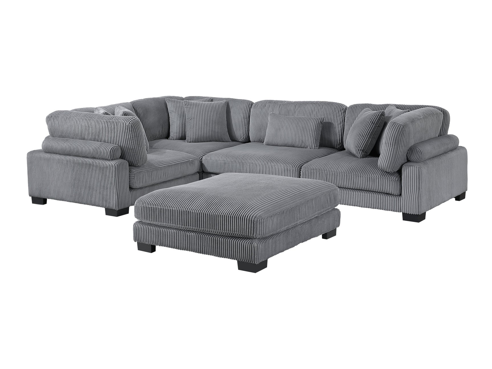 Traverse Gray 5-Piece Modular Sectional with Ottoman - Ornate Home