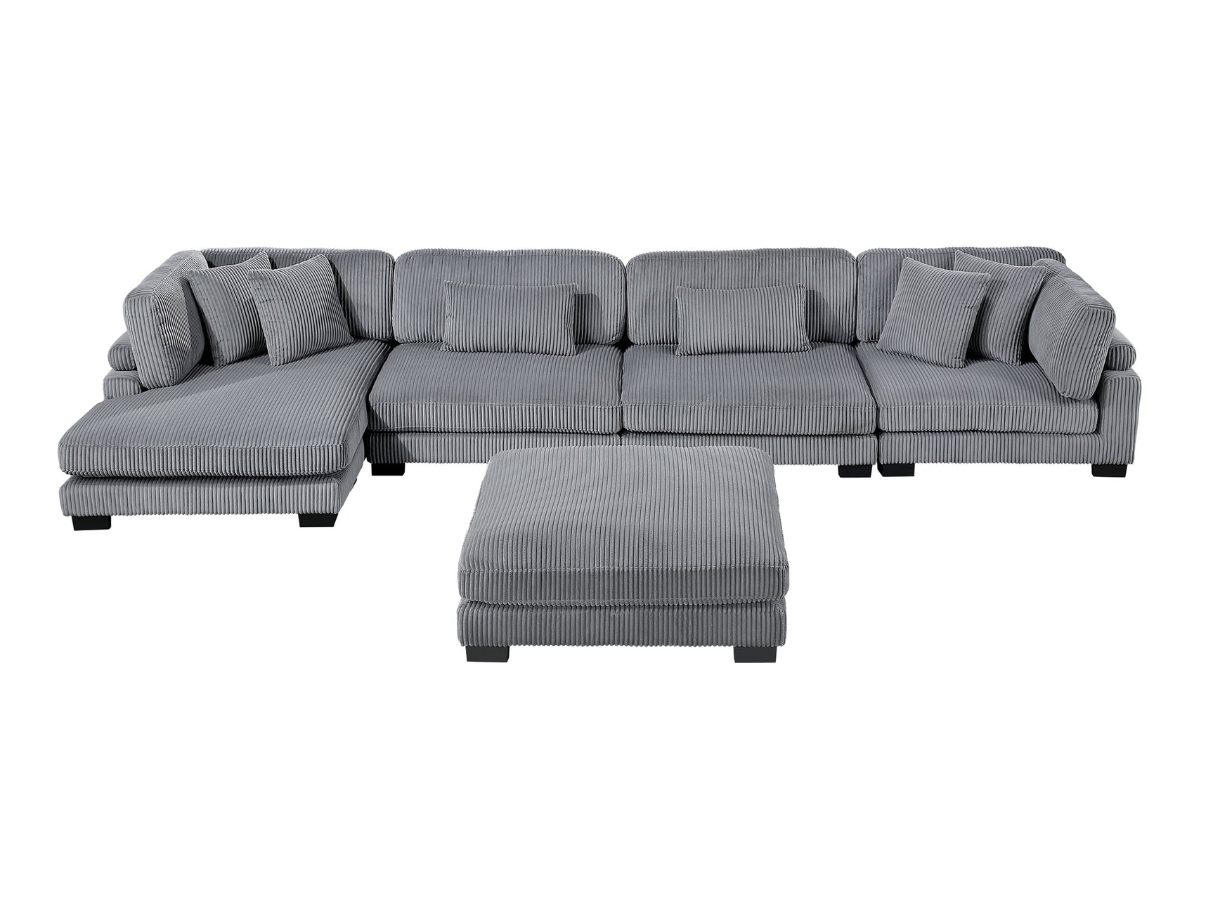 Traverse Gray 5-Piece Modular Sectional with Reversible Chaise and Ottoman - Ornate Home