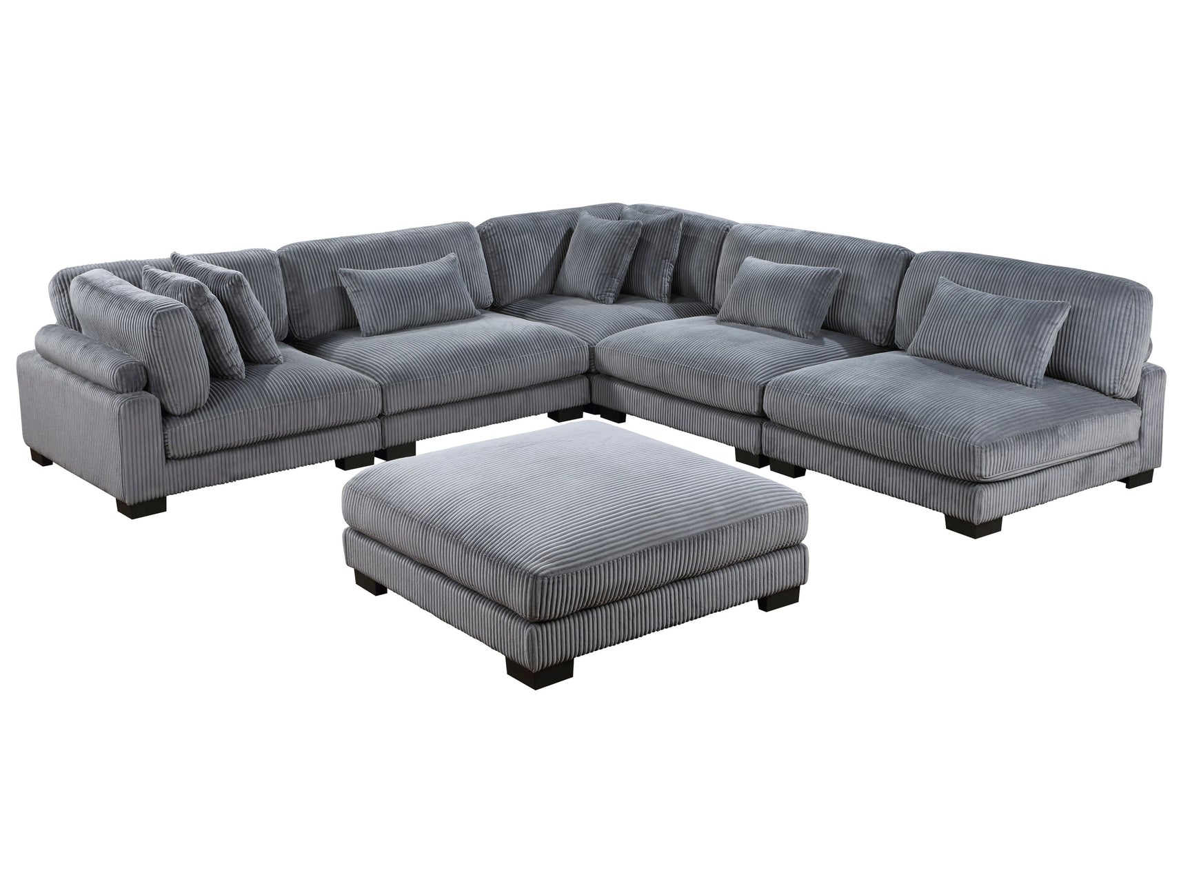 Traverse Gray 6-Piece Modular Sectional with Ottoman - Ornate Home