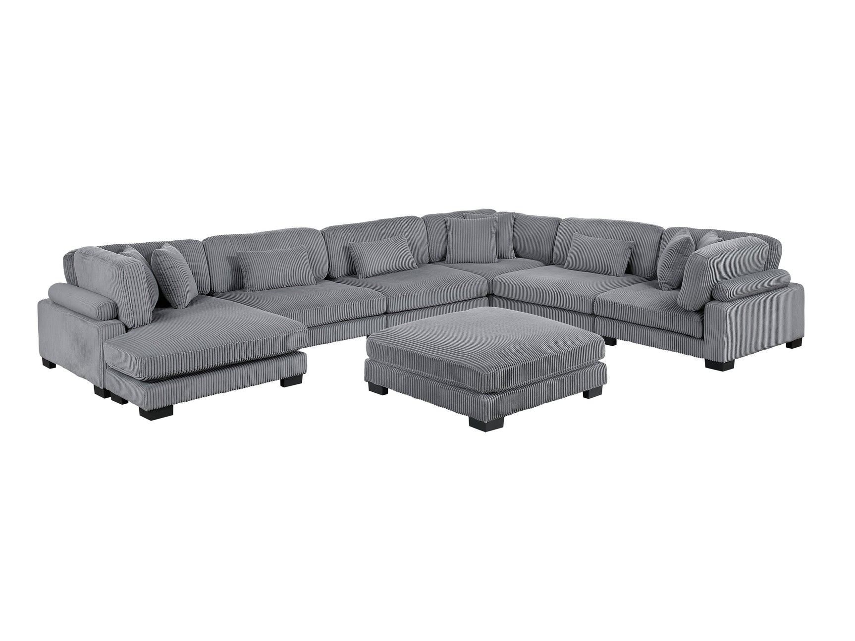 Traverse Gray 7-Piece Modular Sectional with Reversible Chaise and Ottoman - Ornate Home