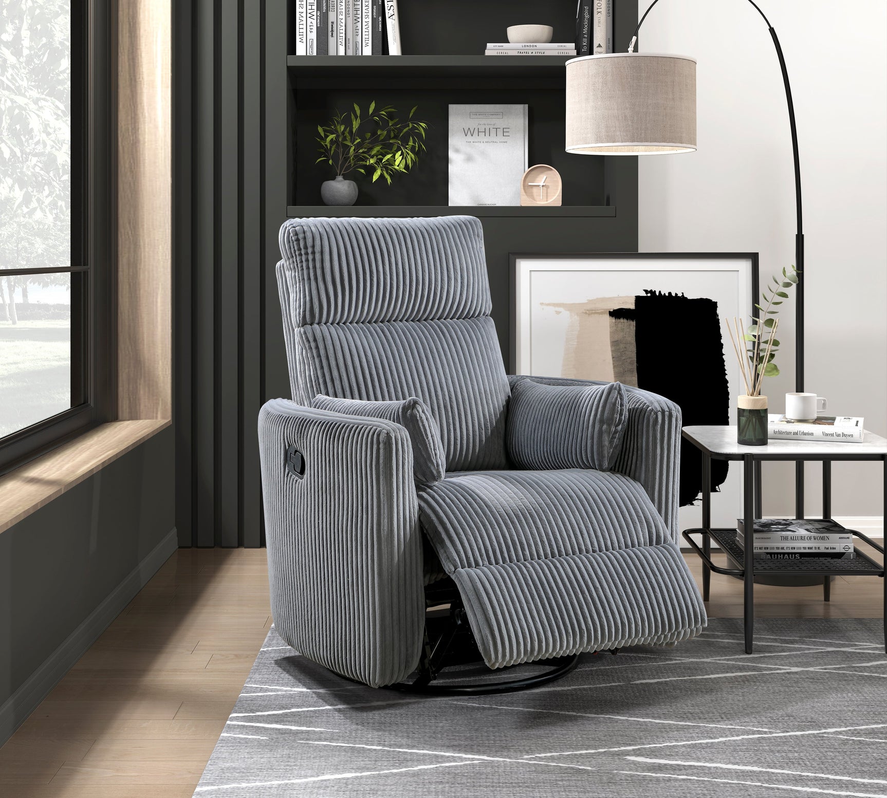 Traverse Gray Swivel Glider Reclining Chair - Ornate Home