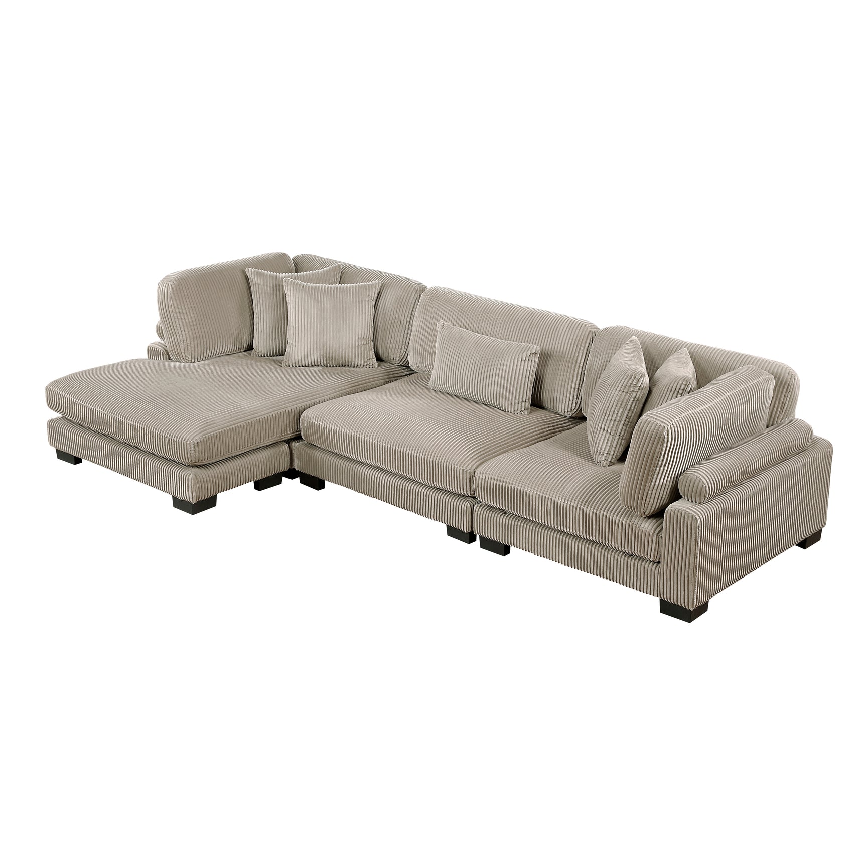 Traverse Taupe 3-Piece Modular Sectional with Reversible Chaise - Ornate Home