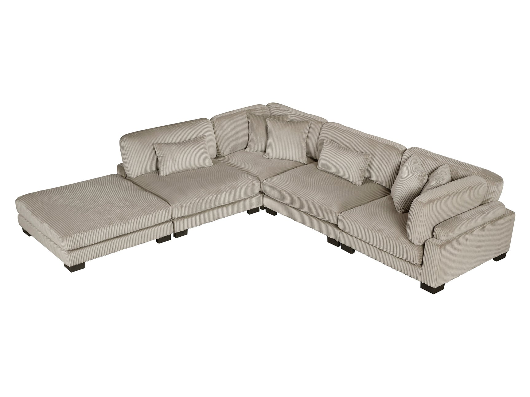 Traverse Taupe 5-Piece Modular Sectional with Ottoman - Ornate Home