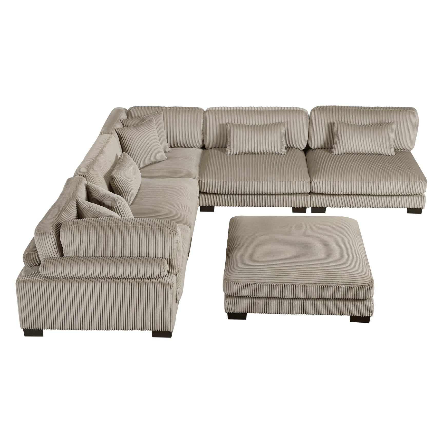 Traverse Taupe 6-Piece L Shaped Modular Sectional with Ottoman - Ornate Home