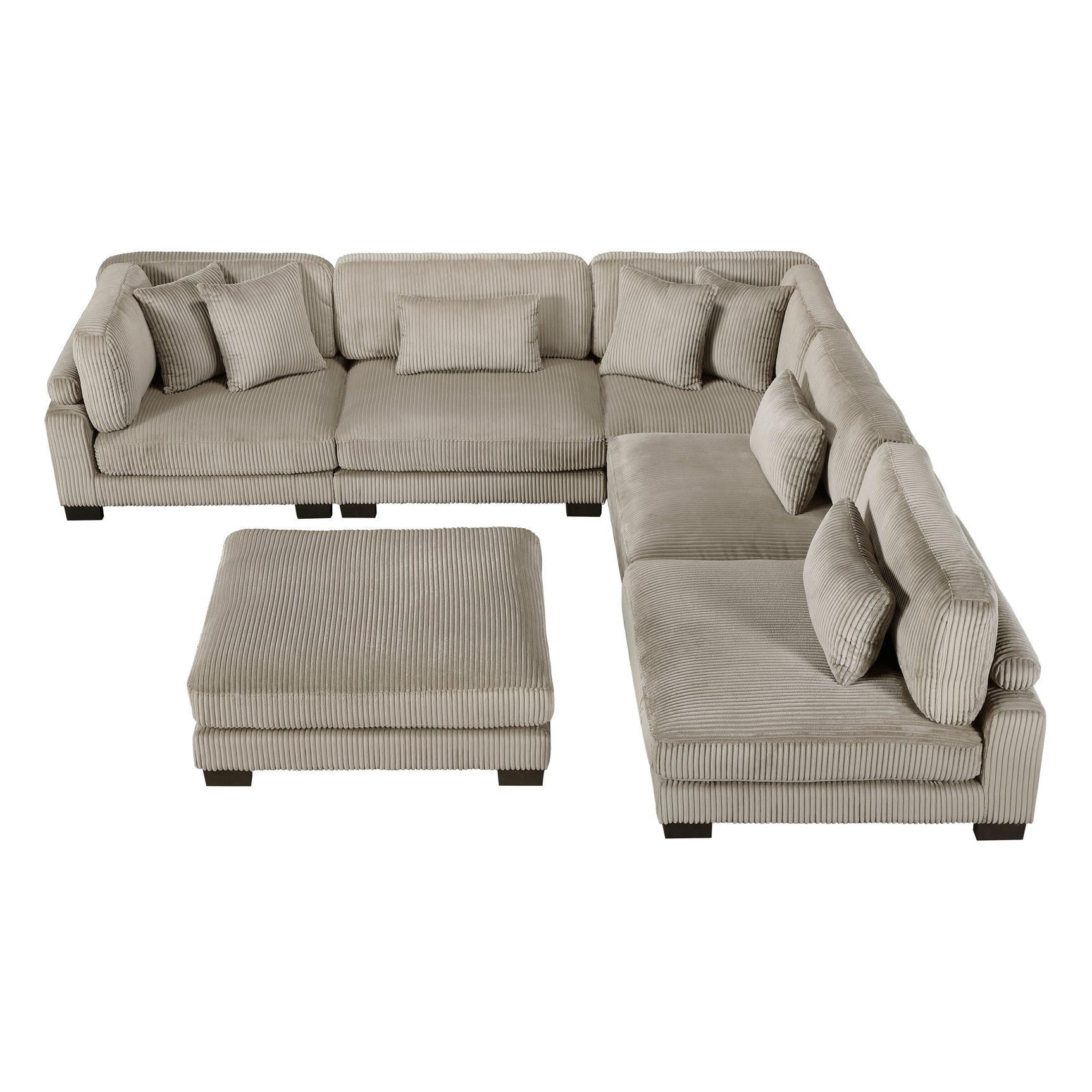Traverse Taupe 6-Piece L Shaped Modular Sectional with Ottoman - Ornate Home