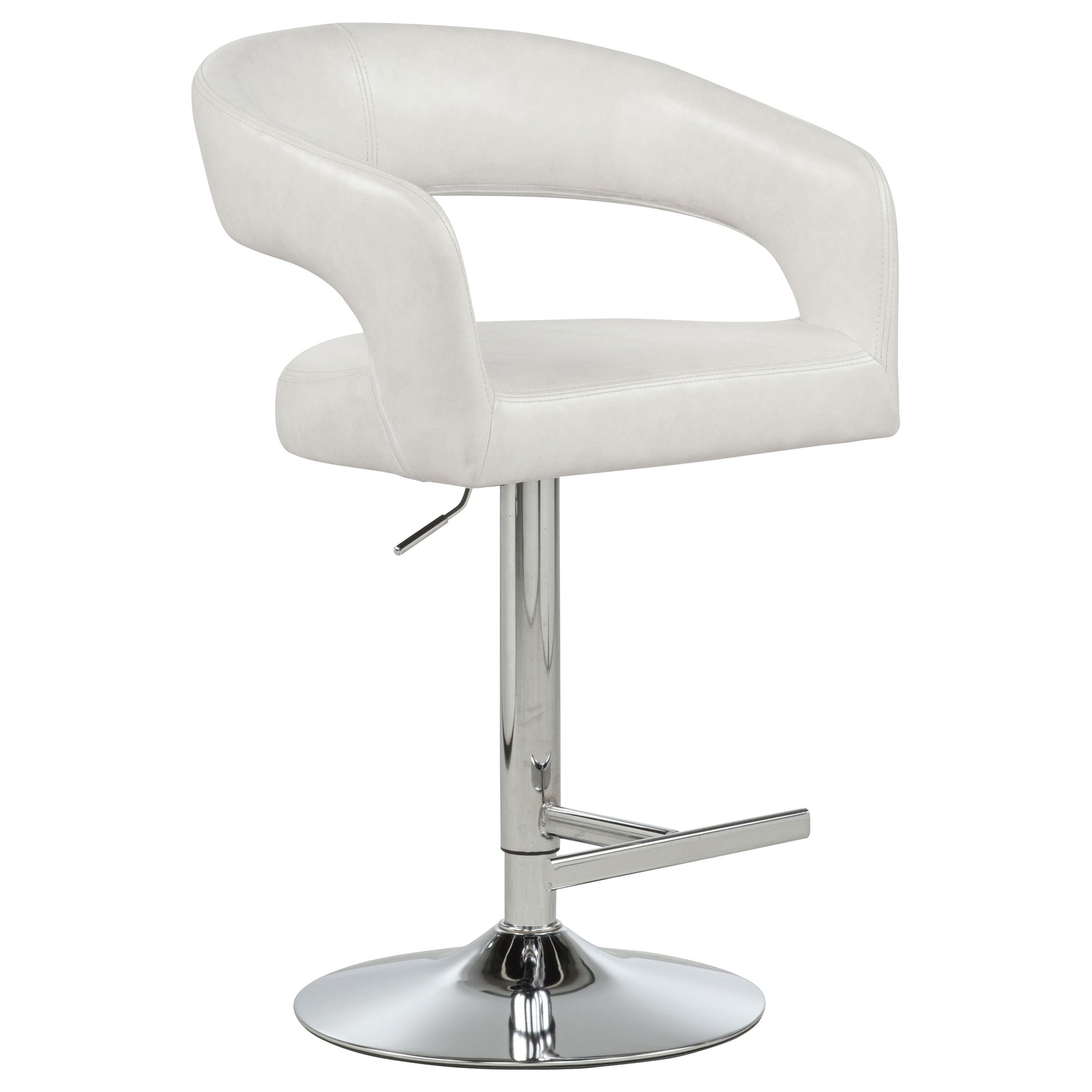 Travia Ivory Leatherette Upholstered Adjustable Bar Stool - Ornate Home