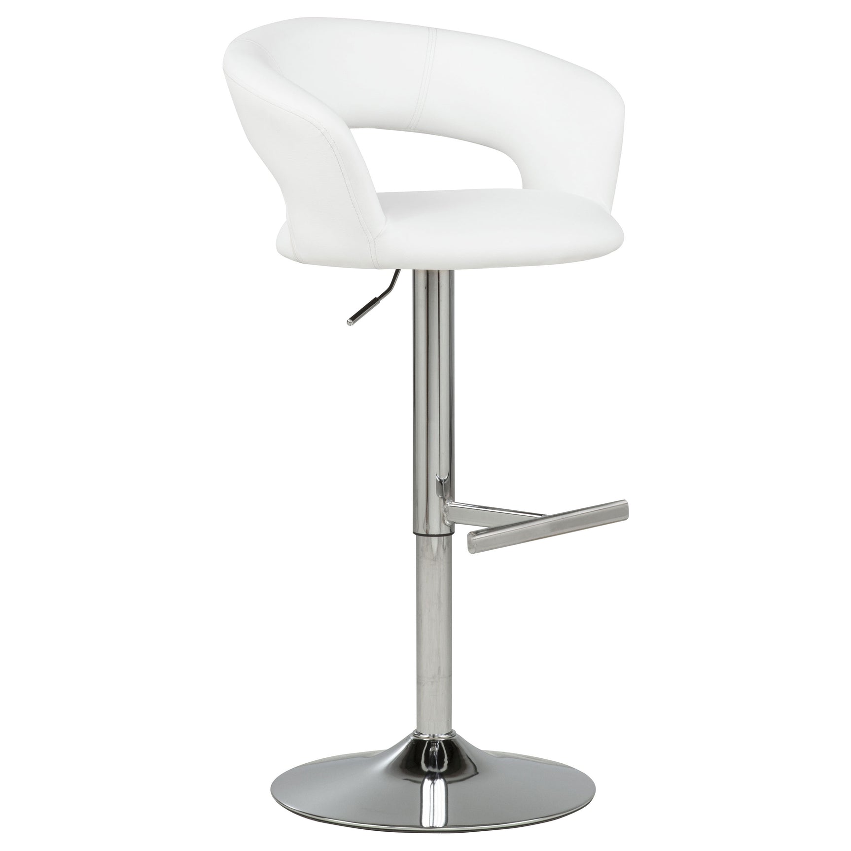 Travia White And Chrome Adjustable Leatherette Swivel Bar Stool - Ornate Home