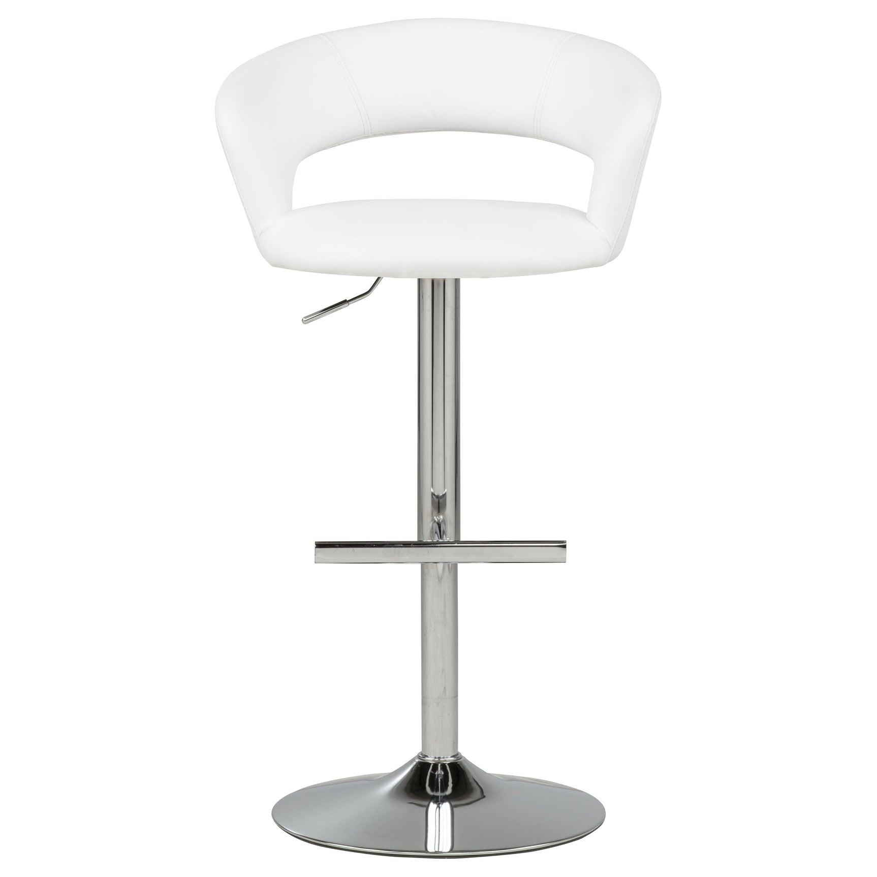 Travia White And Chrome Adjustable Leatherette Swivel Bar Stool - Ornate Home