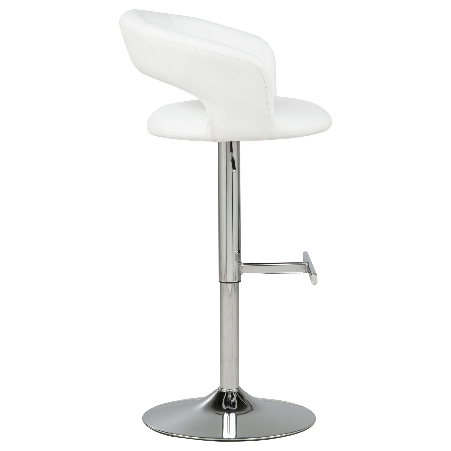Travia White And Chrome Adjustable Leatherette Swivel Bar Stool - Ornate Home