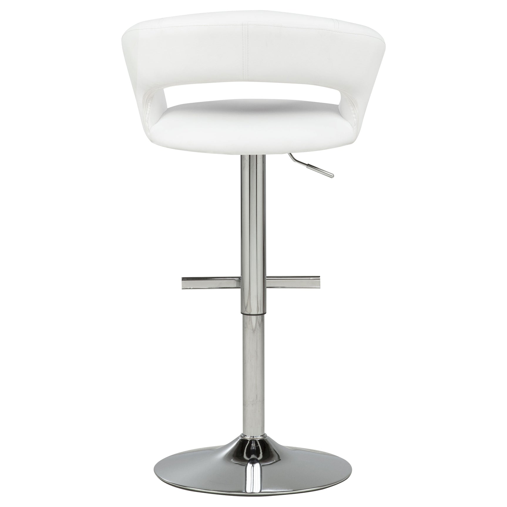 Travia White And Chrome Adjustable Leatherette Swivel Bar Stool - Ornate Home
