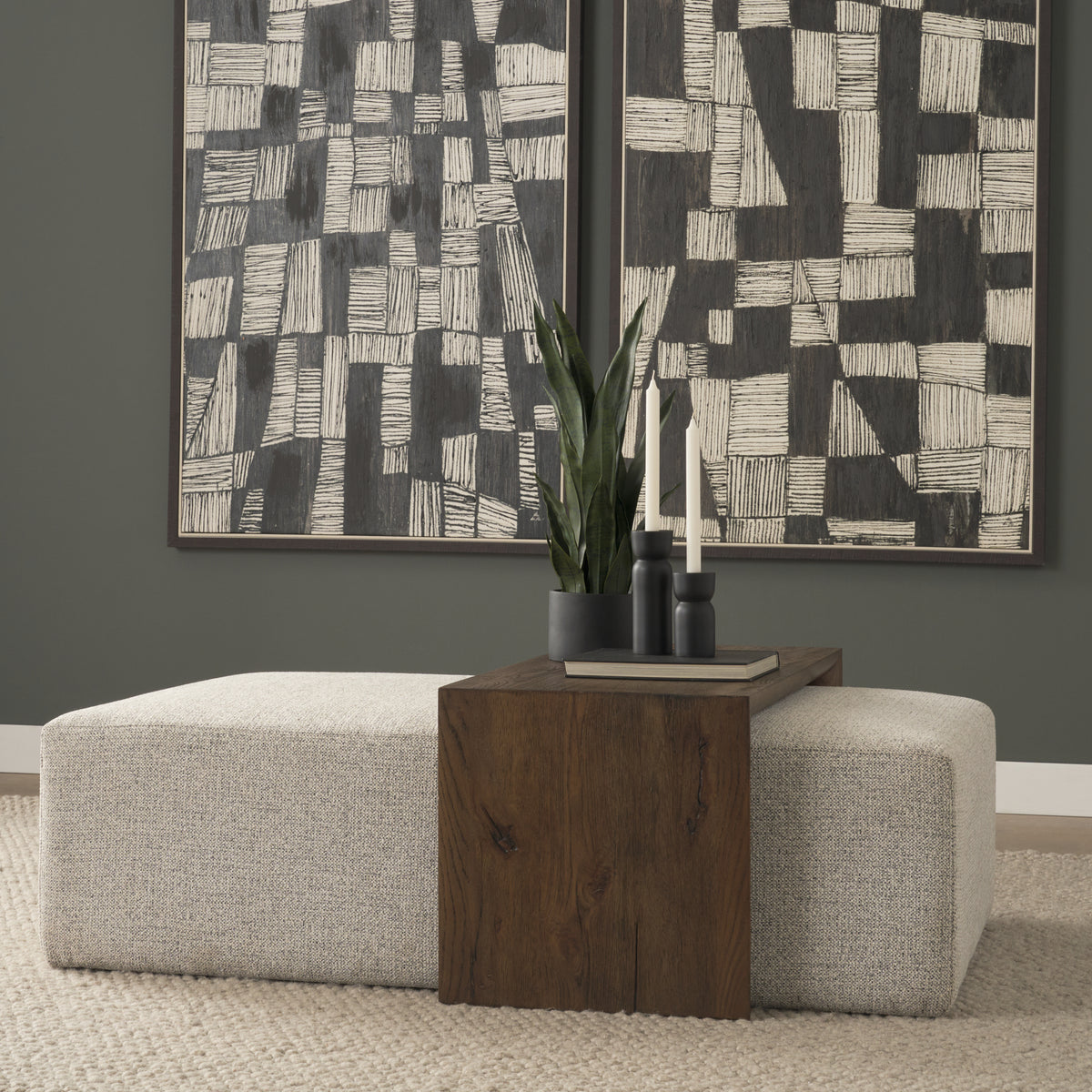 Trayden Gray/Brown Fabric Slider Top Coffee Table (cm)