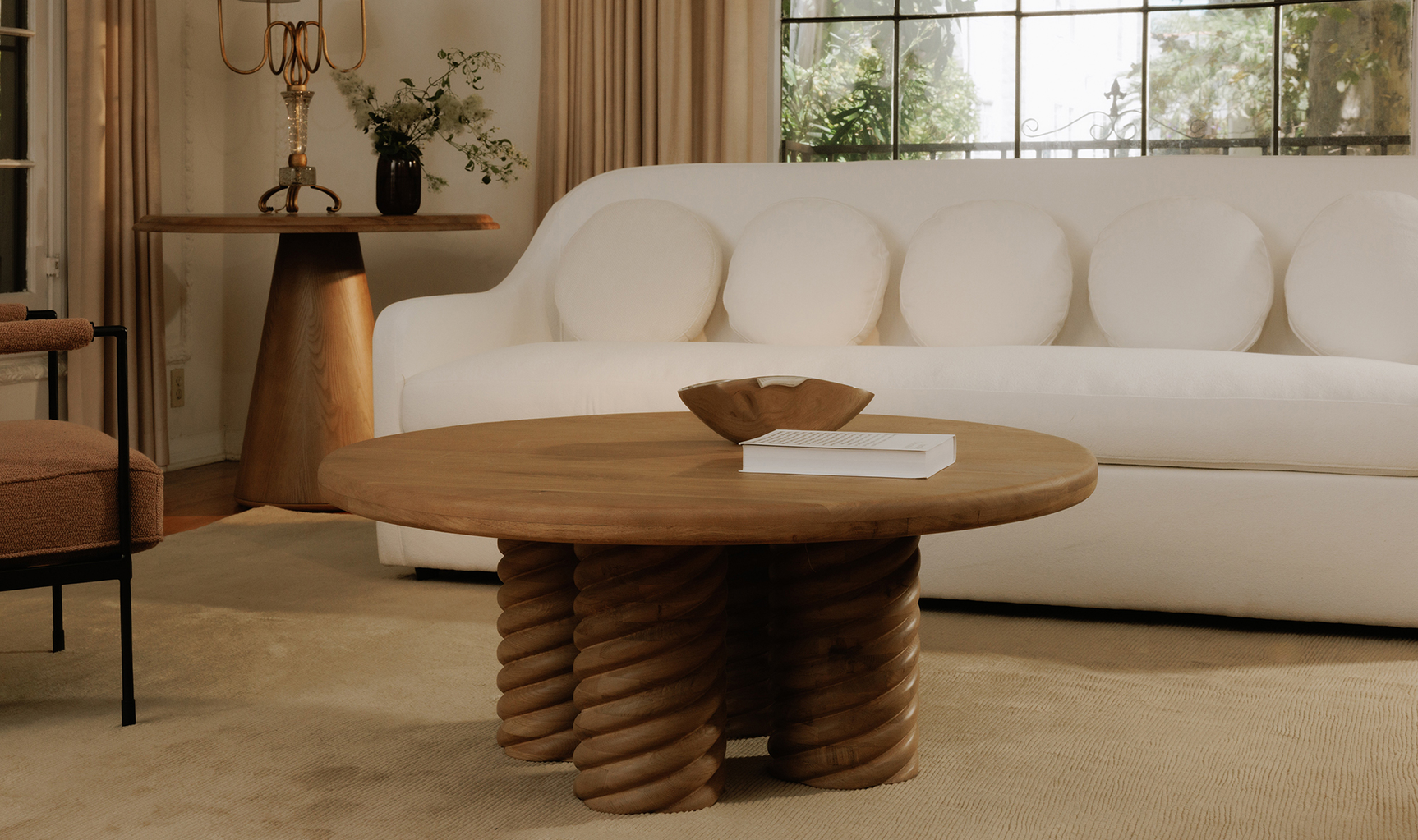 Treccia Oak Round Coffee Table Oak - Ornate Home