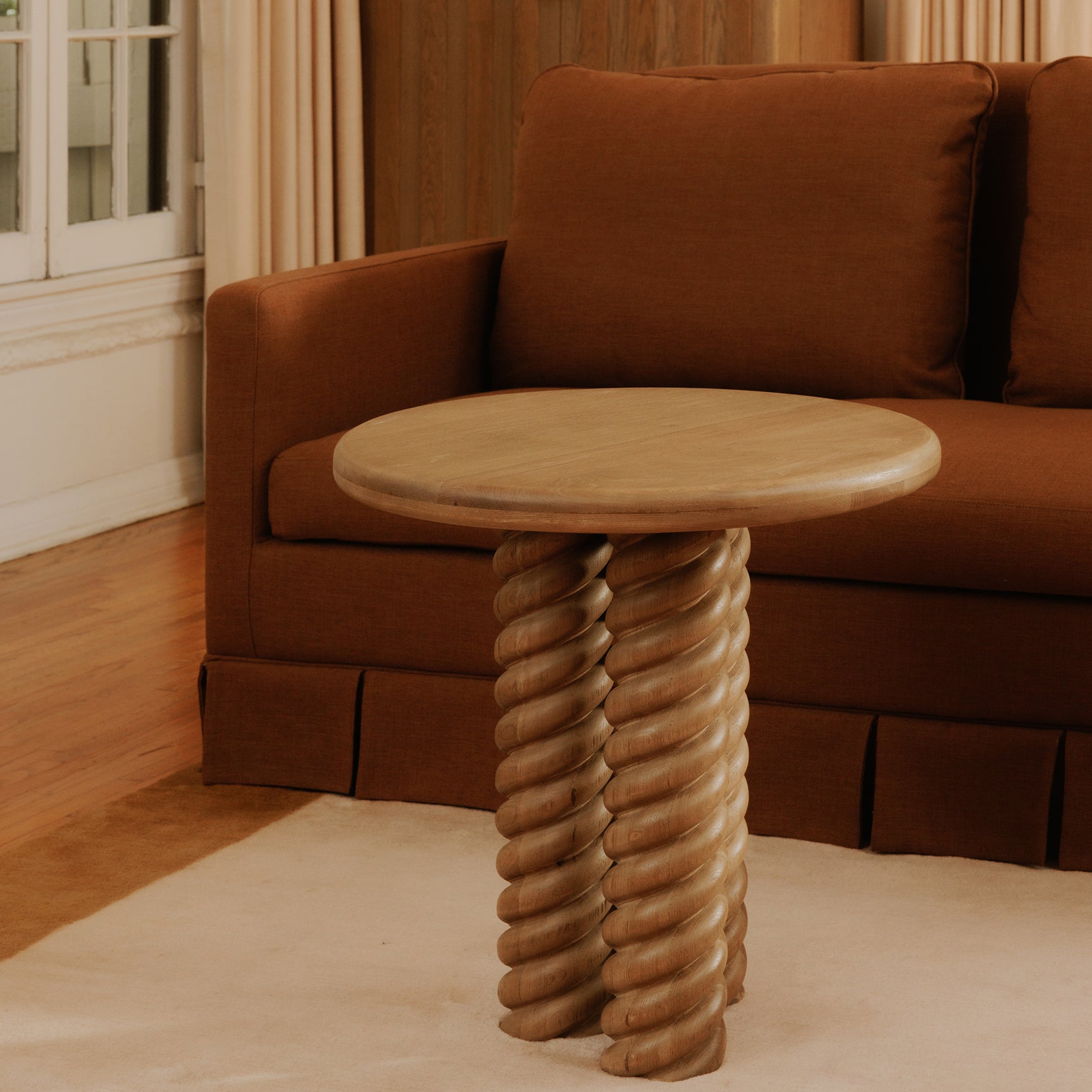 Treccia Oak Side Table - Ornate Home