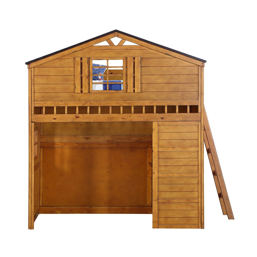 Tree House Rustic Oak Loft Bed (Twin Size) - Ornate Home