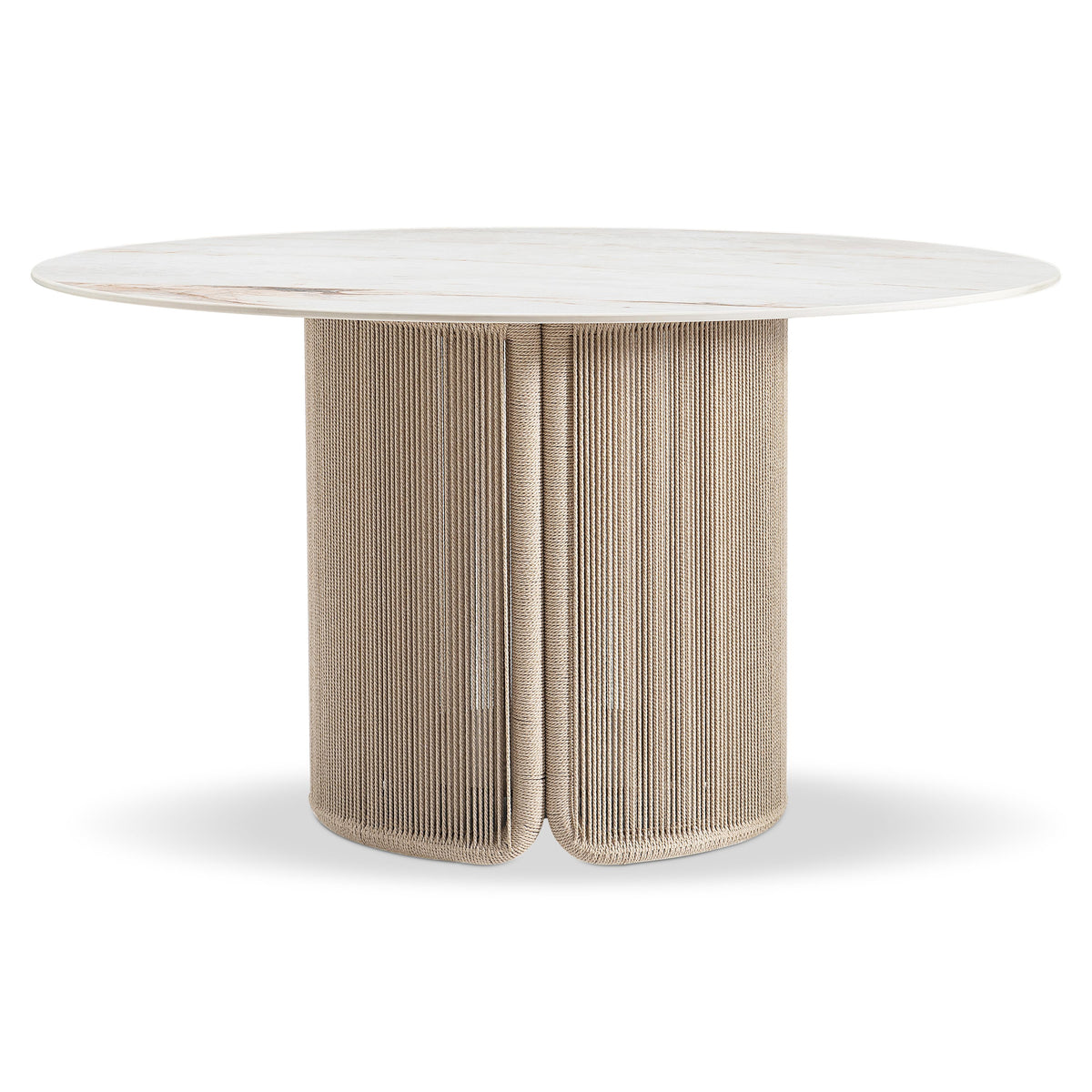 Trellis White/Beige Marble Outdoor Dining Table - Ornate Home