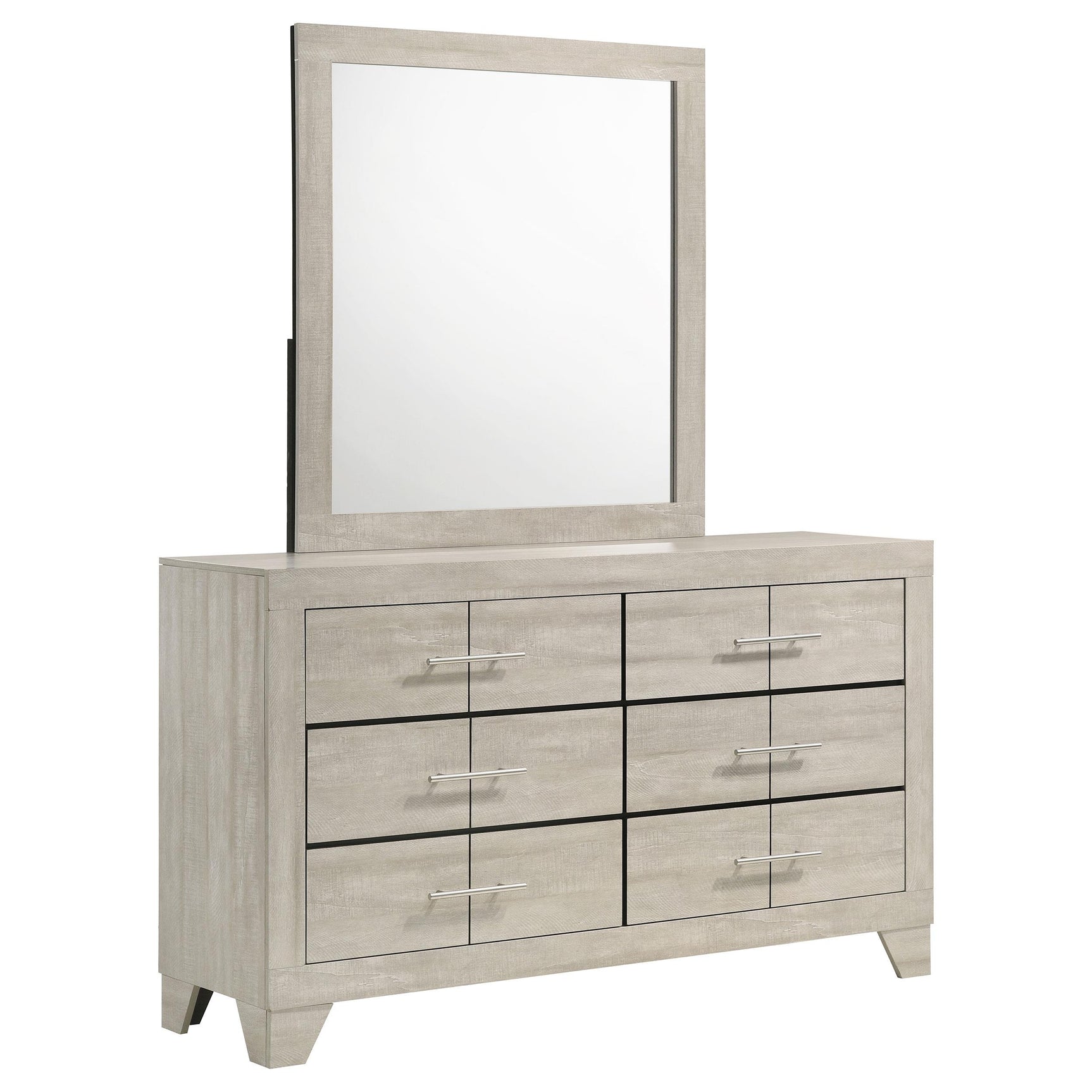 Trenton Rustic Cream 6-drawer Bedroom Dresser With Mirror - Ornate Home