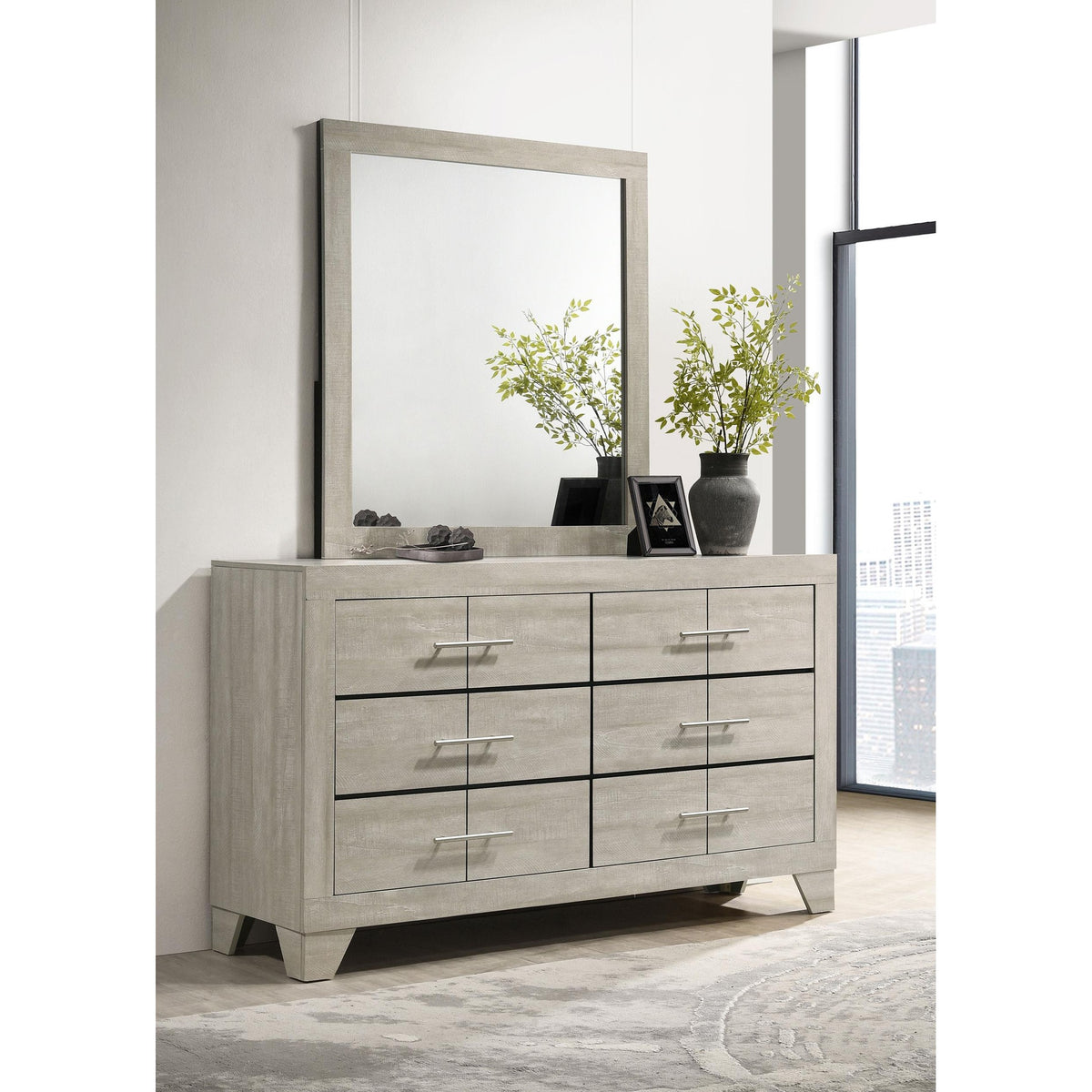 Coaster Trenton Rustic Cream 6-drawer Bedroom Dresser With Mirror