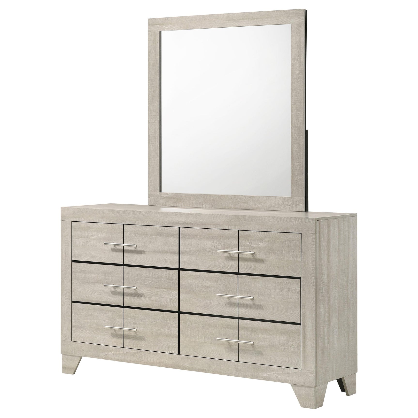 Trenton Rustic Cream 6-drawer Bedroom Dresser With Mirror - Ornate Home