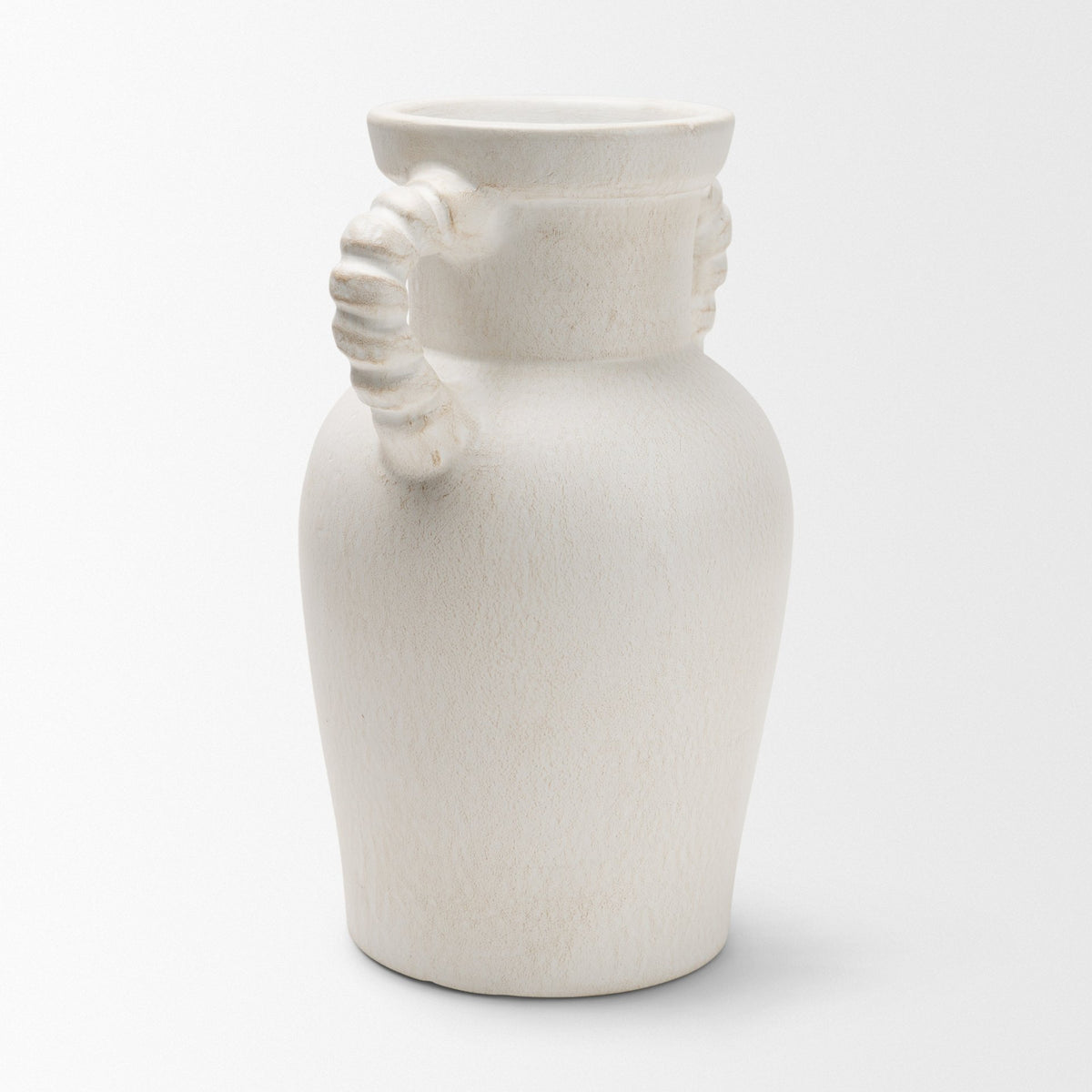 Trenza White Small Ceramic Vase with Twisted Handles - Ornate Home